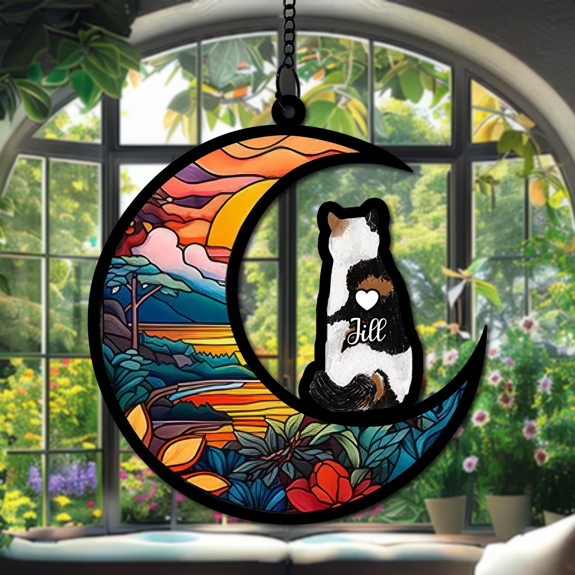Personalized Cat Suncatcher, Stained Glass Style Pet Memorial Gift, Custom Window Ornament for Cat Lovers, Keepsake Tribute Decoration - product image 9
