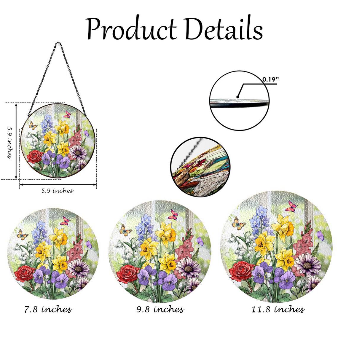 Custom Grandma's Garden Stained Glass, Personalized Love Grows Here Suncatcher, Birth Month Flowers With Names Gift, Mothers Day Gift - product image 4