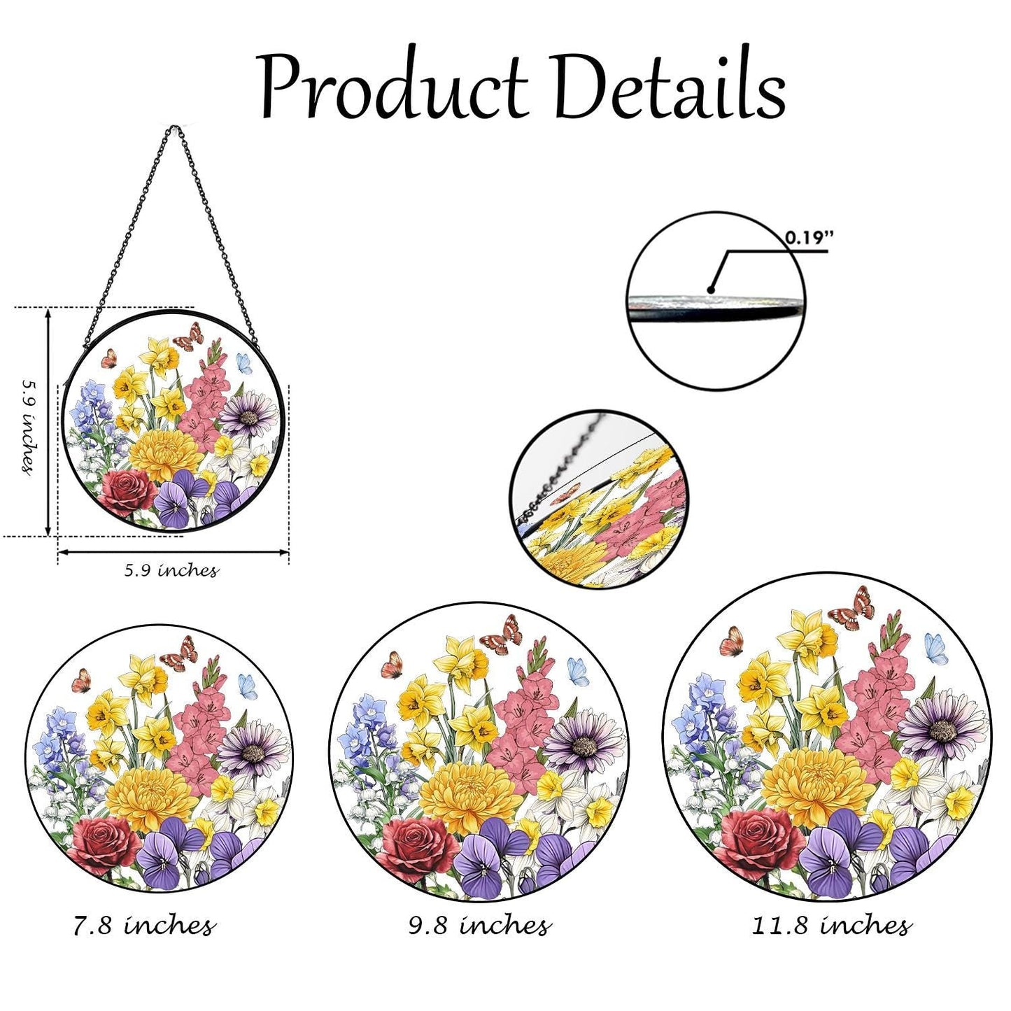 Custom Grandma's Garden Stained Glass, Personalized Love Grows Here Suncatcher, Birth Month Flowers With Names Gift, Mothers Day Gift - product image 4