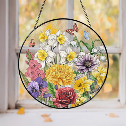 Custom Grandma's Garden Stained Glass, Personalized Love Grows Here Suncatcher, Birth Month Flowers With Names Gift, Mothers Day Gift - product image 6