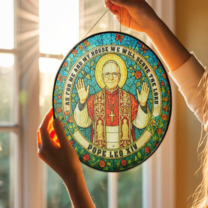 Pope Leo XIV Stained Glass Suncatcher – Catholic Home Decor, Religious Gift for Church & Faith Lovers - product image 2