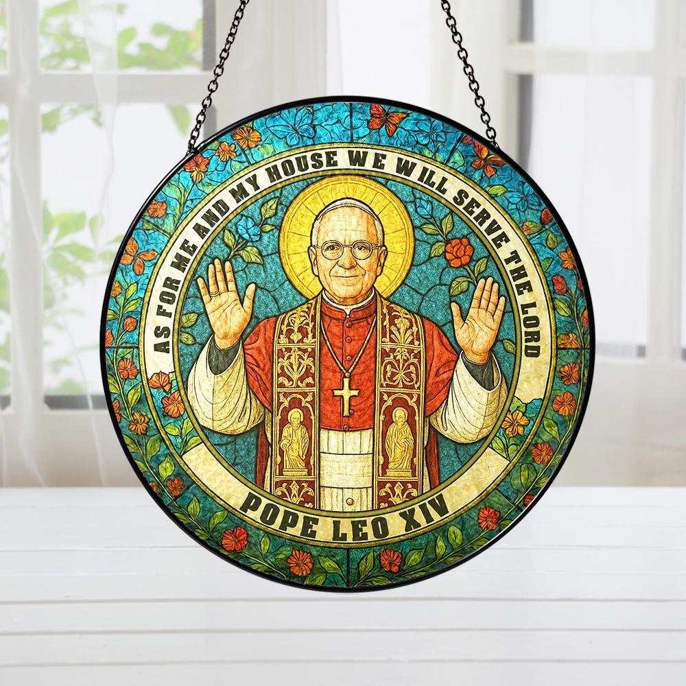 Pope Leo XIV Stained Glass Suncatcher – Catholic Home Decor, Religious Gift for Church & Faith Lovers - product image 10