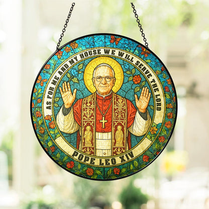 Pope Leo XIV Stained Glass Suncatcher – Catholic Home Decor, Religious Gift for Church & Faith Lovers - main product image