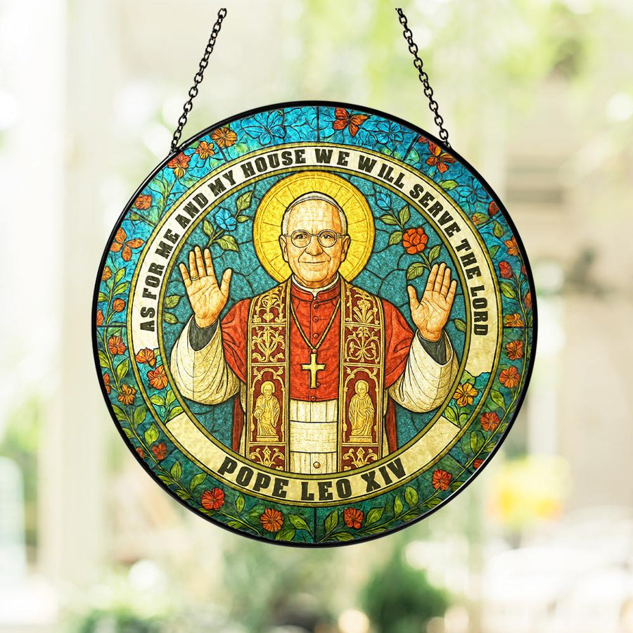 Pope Leo XIV Stained Glass Suncatcher – Catholic Home Decor, Religious Gift for Church & Faith Lovers - main product image