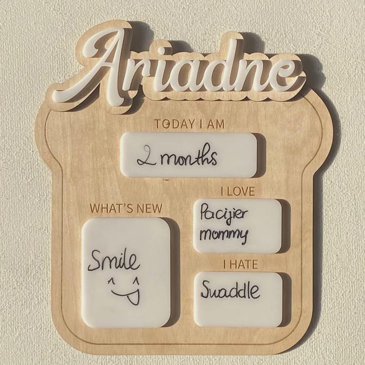 Personalized Baby Milestone Board - Custom Wooden Name Sign, Newborn Photo Prop, Nursery Wall Decor, Baby Shower Gift - main product image