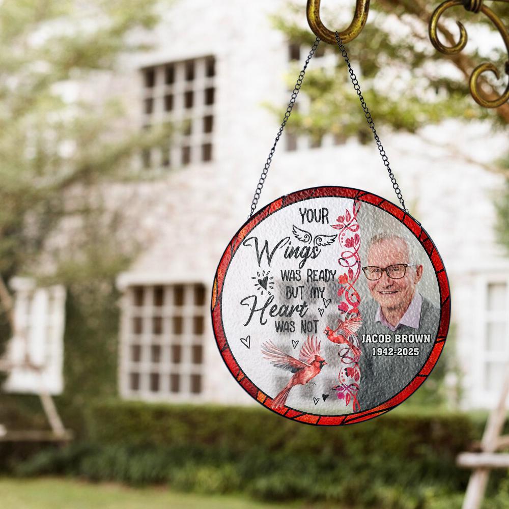 Personalized Loss of Father Gift, Real Glass Photo Memorial Suncatcher, Sympathy Gift for Loss of Husband, Custom Remembrance Window Art - product image 3