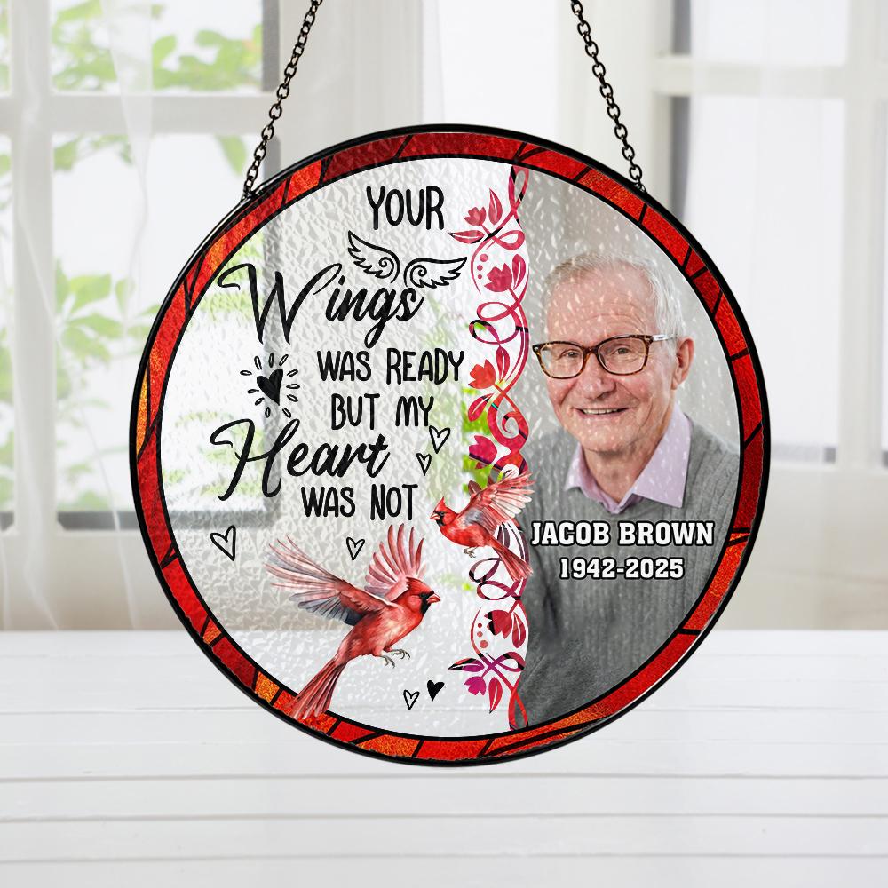 Personalized Loss of Father Gift, Real Glass Photo Memorial Suncatcher, Sympathy Gift for Loss of Husband, Custom Remembrance Window Art - product image 2