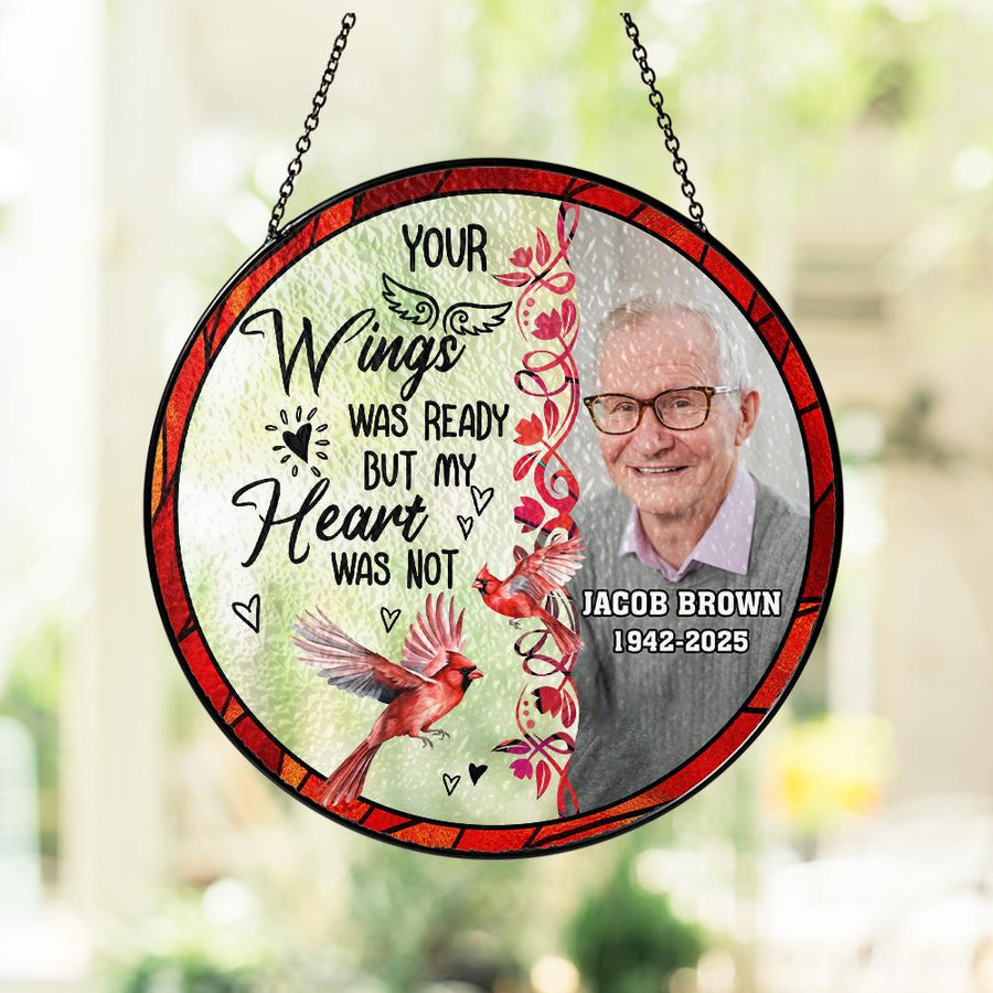 Personalized Loss of Father Gift, Real Glass Photo Memorial Suncatcher, Sympathy Gift for Loss of Husband, Custom Remembrance Window Art - main product image