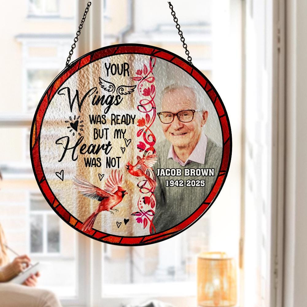 Personalized Loss of Father Gift, Real Glass Photo Memorial Suncatcher, Sympathy Gift for Loss of Husband, Custom Remembrance Window Art - product image 7