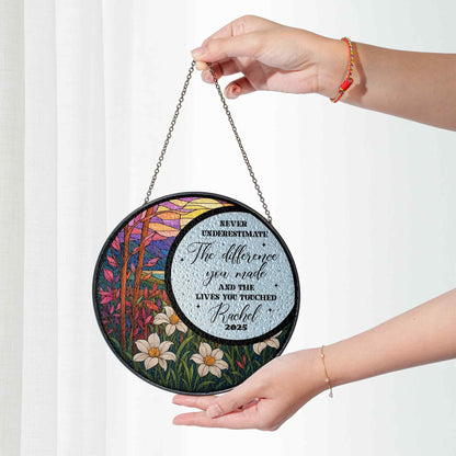Custom Name Year Inspirational Suncatcher Glass with Floral Nature Design, Personalized Appreciation Gift, Mothers Day Gift - product image 5