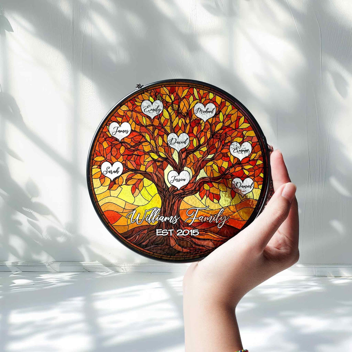 Personalized Family Tree Suncatcher, Custom Stained Glass Tree of Life Window Hanging with Names, Mother's Day Gift, Gift for Grandma - product image 7