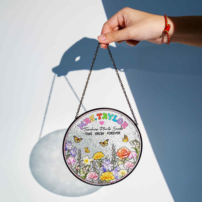 Custom Name Teacher Suncatcher Glass with Floral & Butterfly Design, Personalized Appreciation Gift, Classroom Window Decor - product image 8