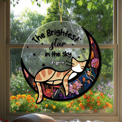 Personalized Cat Memorial Suncatcher, Acrylic Pet Loss Ornament, Custom Cat Tribute Window Decoration, Pet Memorial Gift for Cat Lovers - main product image