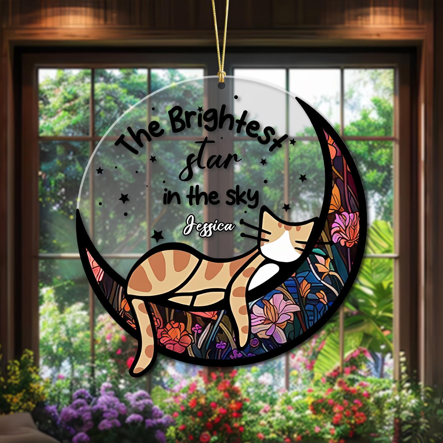 Personalized Cat Memorial Suncatcher, Acrylic Pet Loss Ornament, Custom Cat Tribute Window Decoration, Pet Memorial Gift for Cat Lovers - product image 2