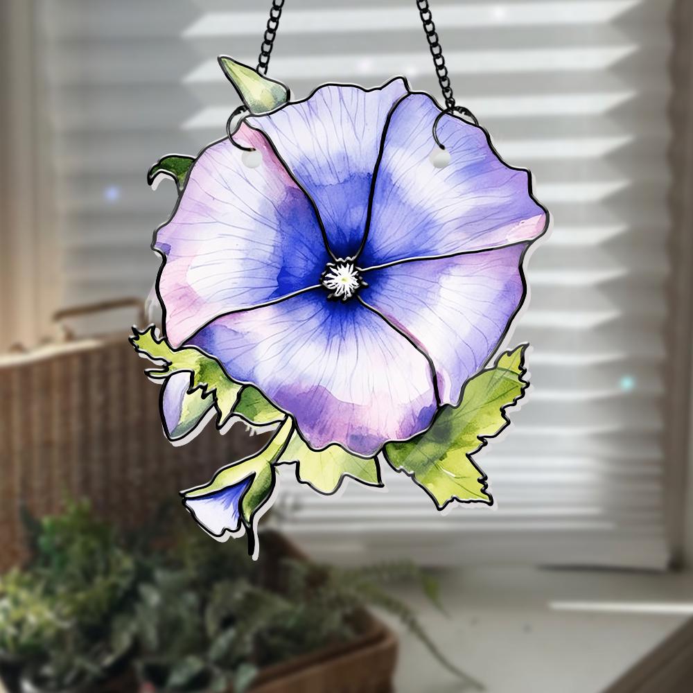 Family Birth Flower Bouquet Birth Month Flowers Personalized Stained Glass Window Hangings Personalized Birth Flower Gift Mothers Day Gift - main product image