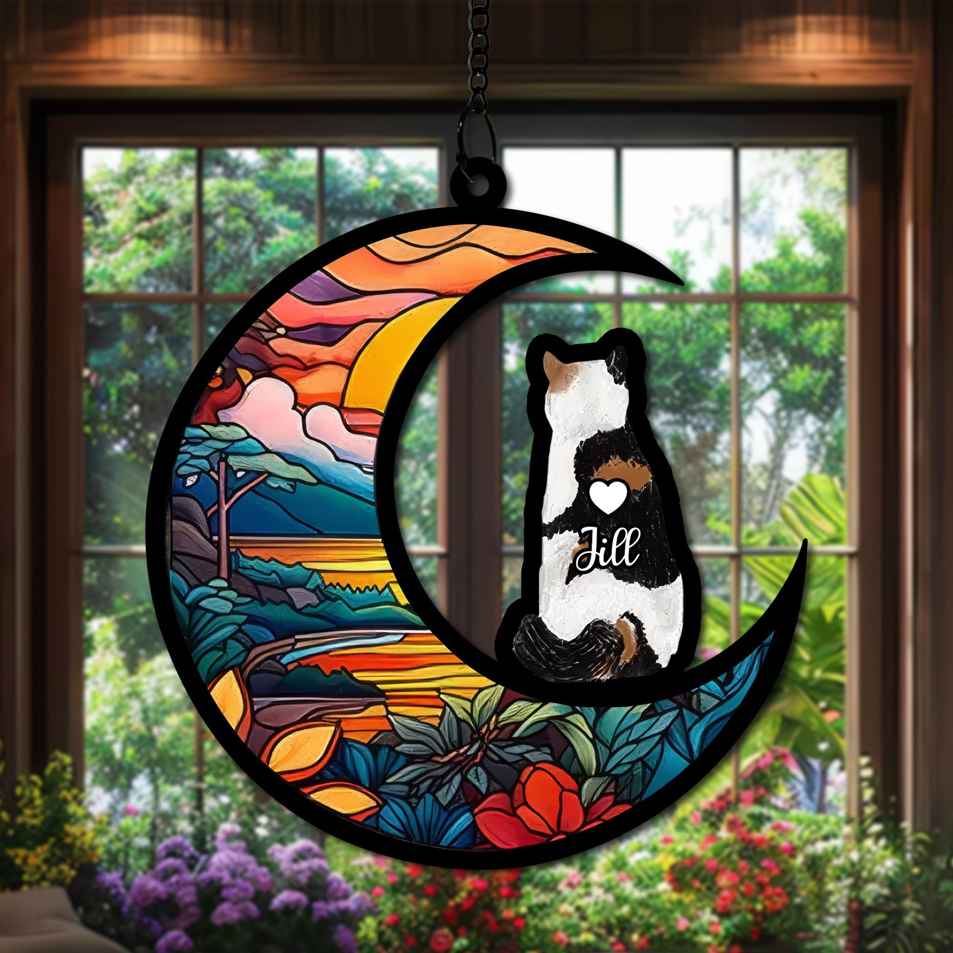 Personalized Cat Suncatcher, Custom Stained Glass Pet Memorial Gift for Cat Lovers, Window Decoration, Keepsake Tribute Ornament - product image 6