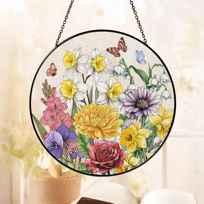 Custom Grandma's Garden Stained Glass, Personalized Love Grows Here Suncatcher, Birth Month Flowers With Names Gift, Mothers Day Gift - product image 7