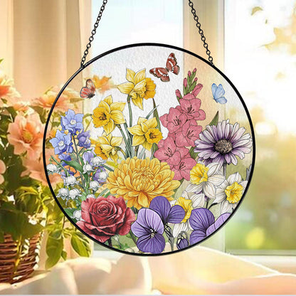 Custom Grandma's Garden Stained Glass, Personalized Love Grows Here Suncatcher, Birth Month Flowers With Names Gift, Mothers Day Gift - product image 8