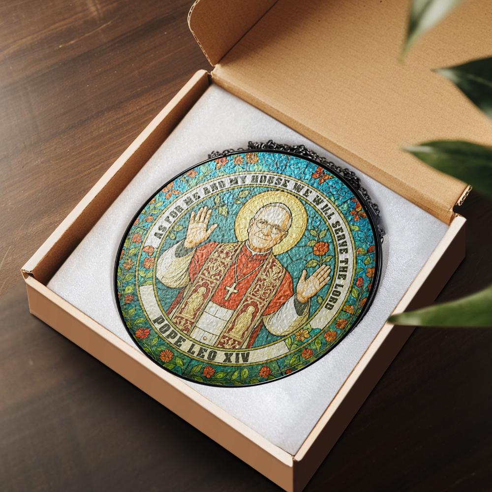 Pope Leo XIV Stained Glass Suncatcher – Catholic Home Decor, Religious Gift for Church & Faith Lovers - product image 3