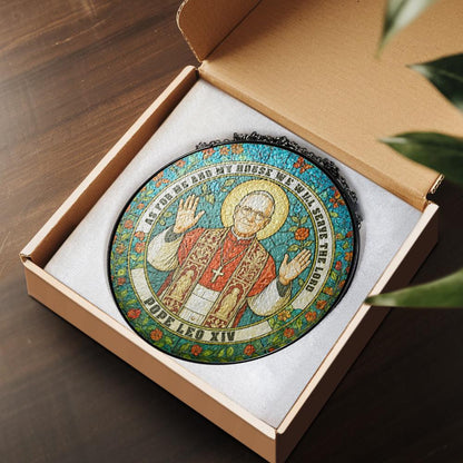 Pope Leo XIV Stained Glass Suncatcher – Catholic Home Decor, Religious Gift for Church & Faith Lovers - product image 3