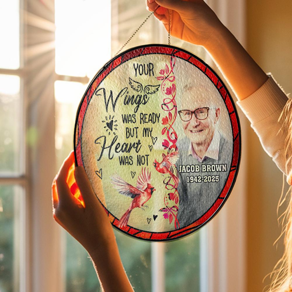 Personalized Loss of Father Gift, Real Glass Photo Memorial Suncatcher, Sympathy Gift for Loss of Husband, Custom Remembrance Window Art - product image 5