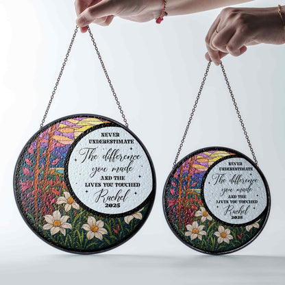 Custom Name Year Inspirational Suncatcher Glass with Floral Nature Design, Personalized Appreciation Gift, Mothers Day Gift - product image 4