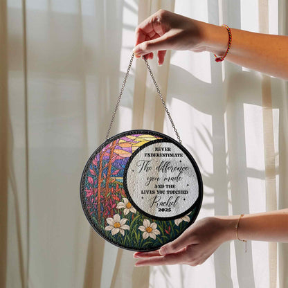 Custom Name Year Inspirational Suncatcher Glass with Floral Nature Design, Personalized Appreciation Gift, Mothers Day Gift - product image 7