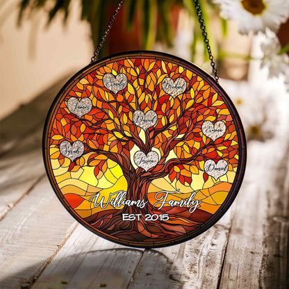 Personalized Family Tree Suncatcher, Custom Stained Glass Tree of Life Window Hanging with Names, Mother's Day Gift, Gift for Grandma - product image 3
