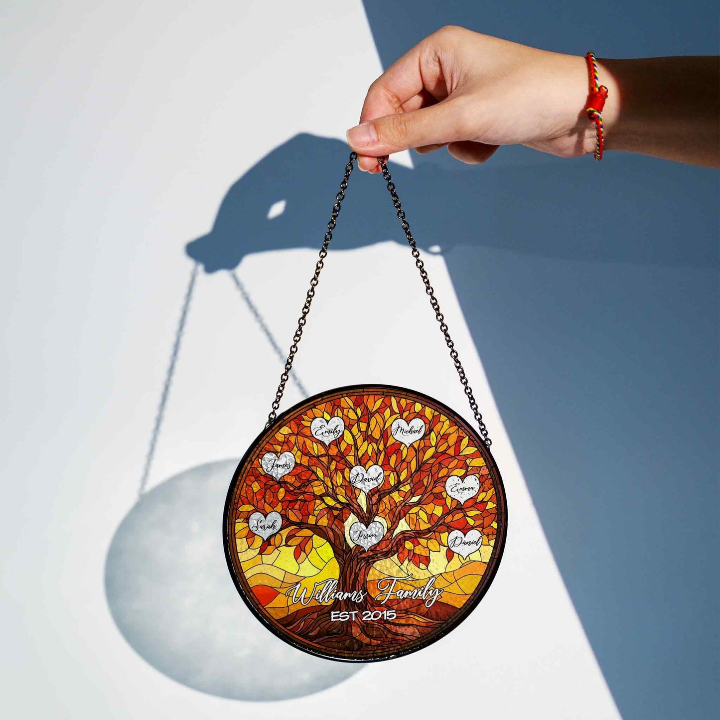 Personalized Family Tree Suncatcher, Custom Stained Glass Tree of Life Window Hanging with Names, Mother's Day Gift, Gift for Grandma - product image 4