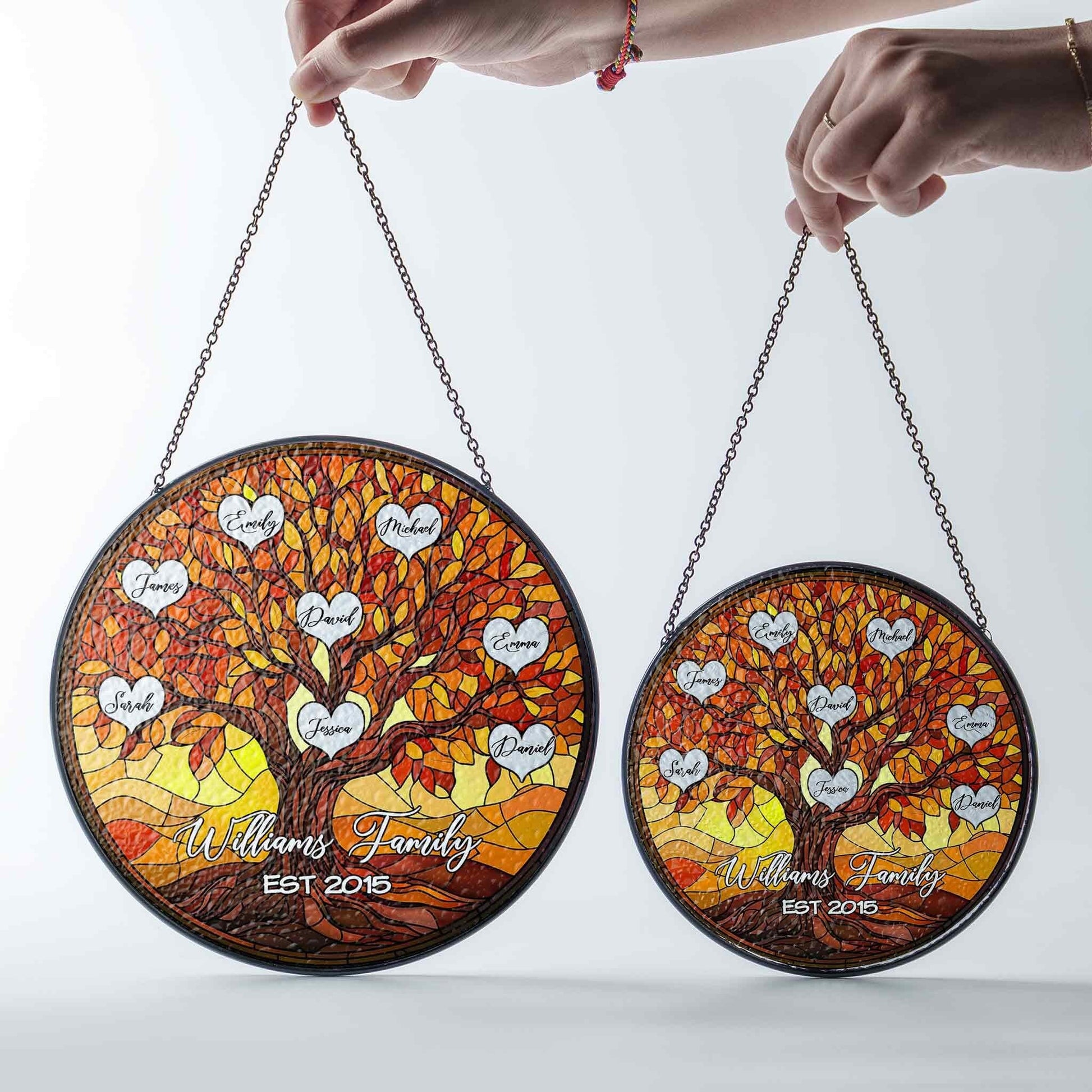 Personalized Family Tree Suncatcher, Custom Stained Glass Tree of Life Window Hanging with Names, Mother's Day Gift, Gift for Grandma - product image 5