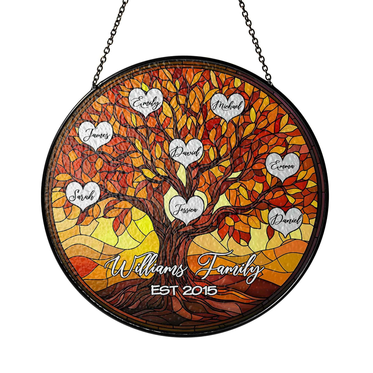 Personalized Family Tree Suncatcher, Custom Stained Glass Tree of Life Window Hanging with Names, Mother's Day Gift, Gift for Grandma - product image 8
