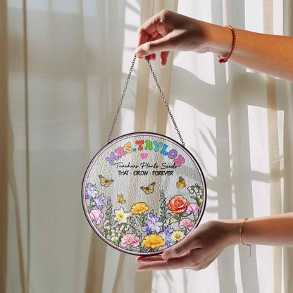 Custom Name Teacher Suncatcher Glass with Floral & Butterfly Design, Personalized Appreciation Gift, Classroom Window Decor - product image 4