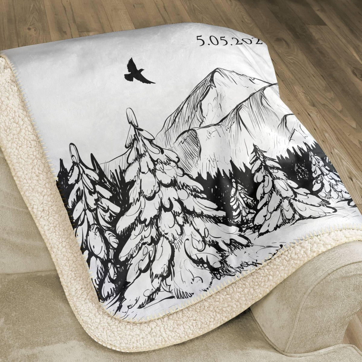 Outdoorsy Couple Blanket Nature Lovers Engagement Gift Adventure Couples Anniversary Personalized Mountain Woven Cotton Fringe Throw Blanket - product image 8
