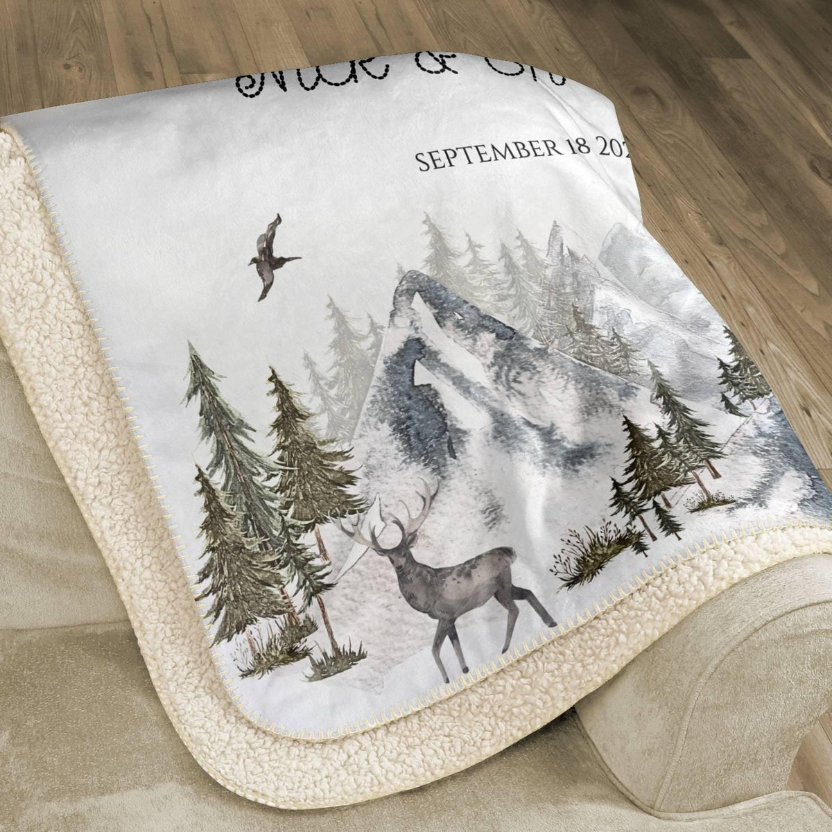 Outdoorsy Couple Blanket Nature Lovers Engagement Gift Adventure Couples Anniversary Personalized Mountain Woven Cotton Fringe Throw Blanket - product image 8