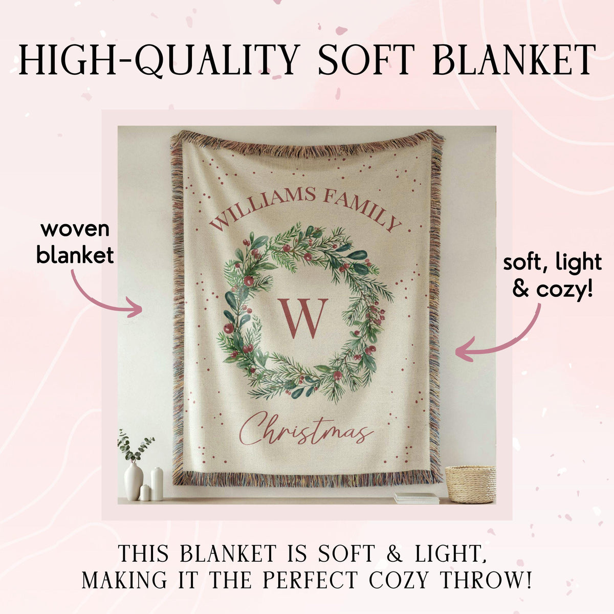 Personalized Holiday Gift Christmas Blanket Family Name Throw Blanket Holiday Decor Throw Blanket Christmas Gift For Parents Families - product image 5