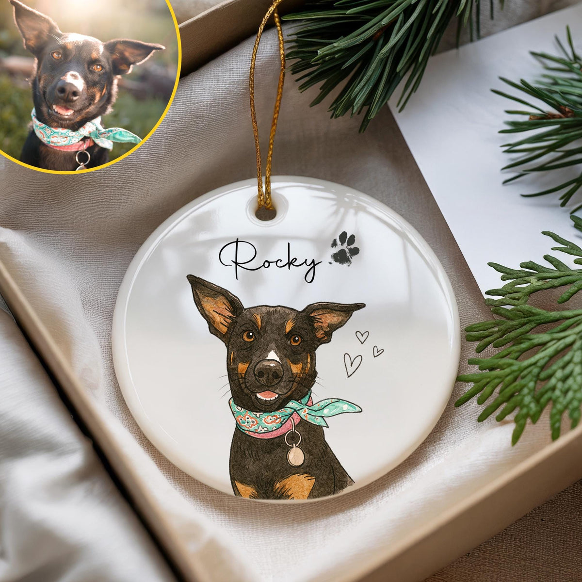 Personalized Watercolor Pet Photo Ornament: Custom Memorial Keepsake - product image 10