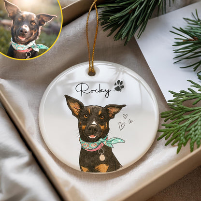 Personalized Watercolor Pet Photo Ornament: Custom Memorial Keepsake - product image 10