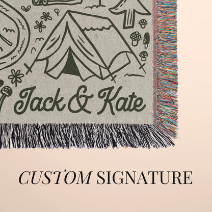 Personalized Camping Throw Blanket Outdoorsy Couple Gift for Nature Lover Tapestry with Family Name Camp Blanket Adventure Couple Keepsake - product image 5