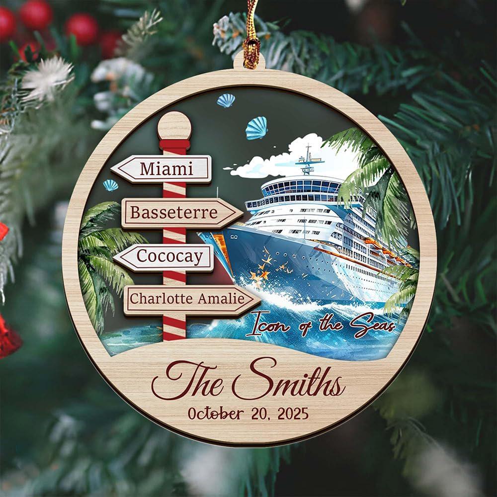 Personalized Cruise Ornament 2026, Custom Location Cruise Ship Gift, Vacation Keepsake for Cruise Lover, Family Christmas Ornament - product image 3