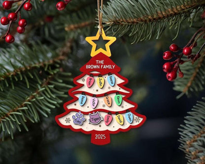 Personalized Family Tree Ornament, Custom Wooden Christmas Ornament With Names, Layered Family Keepsake Gift For Parents Grandparents - product image 6