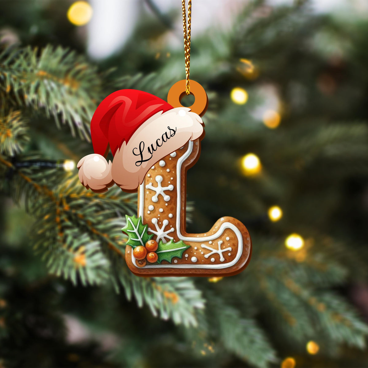 Personalized Gingerbread Letter Ornament, Custom Initial Christmas Decoration, Stocking Name Tags, Family Holiday Keepsake Ornaments - product image 8