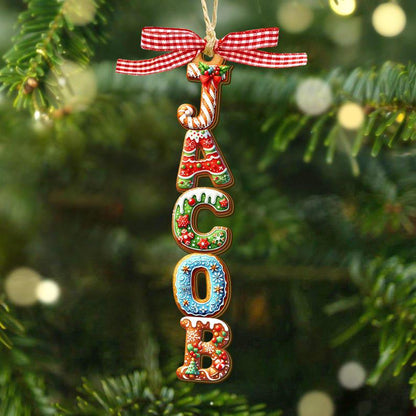 Personalized Gingerbread Letter Ornament 2026 | Custom Kids Name Stocking Tag | Cousin Christmas Gift | Cookie Name Tree Decoration - product image 6