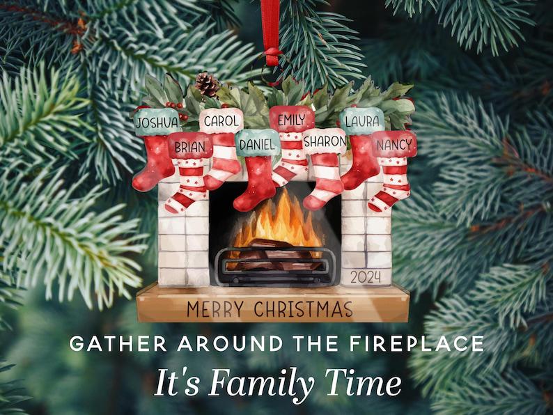 Personalized Family Christmas Ornament 2026 | Custom Stockings on Fireplace Design | Family Name Ornament | Holiday Tree Gift - product image 6