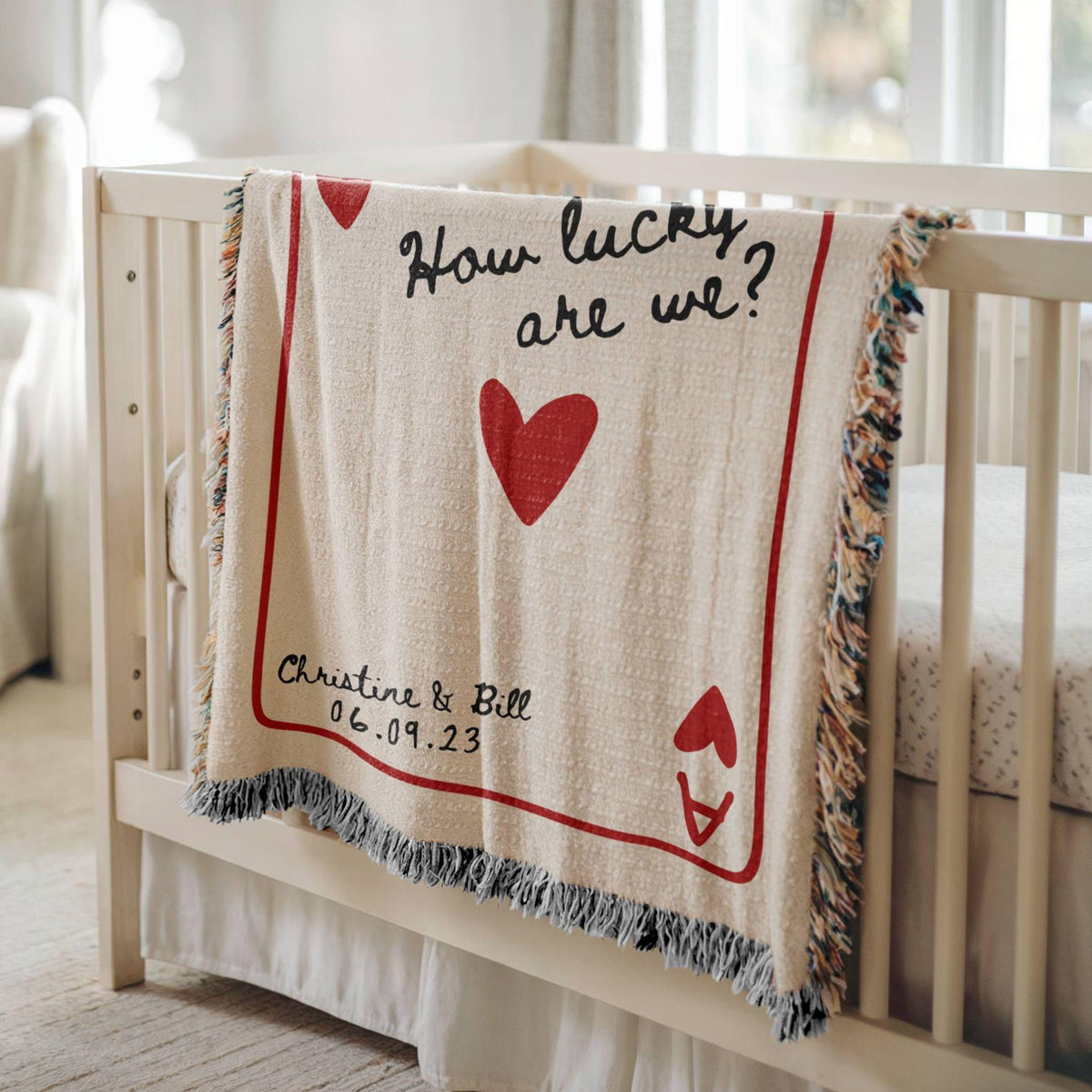 Custom Wedding Blanket Gift, Personalized Wedding Anniversary Throw Blanket Gift, Ace Playing Card Woven Blanket,Christmas gift for newlywed - product image 7
