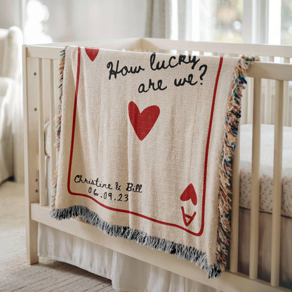 Custom Wedding Blanket Gift, Personalized Wedding Anniversary Throw Blanket Gift, Ace Playing Card Woven Blanket,Christmas gift for newlywed - product image 7