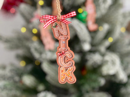 Personalized Gingerbread Letter Ornament 2026 | Custom 3D Name Tag | Kids Christmas Gift | Acrylic & Wood Layer Holiday Decor - product image 6