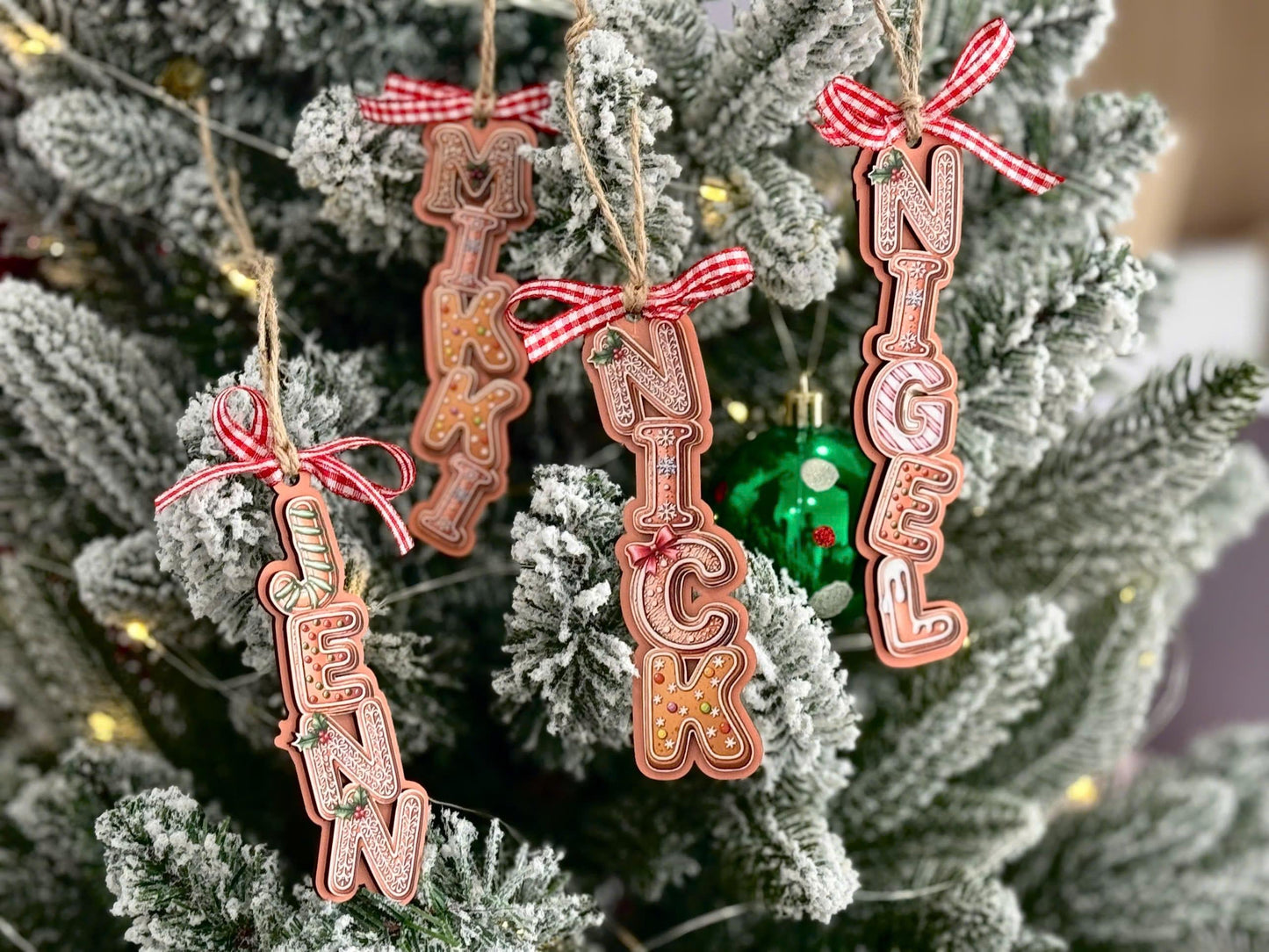 Personalized Gingerbread Letter Ornament 2026 | Custom 3D Name Tag | Kids Christmas Gift | Acrylic & Wood Layer Holiday Decor - product image 4