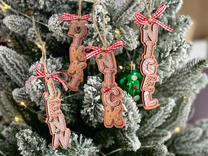 Personalized Gingerbread Letter Ornament 2026 | Custom 3D Name Tag | Kids Christmas Gift | Acrylic & Wood Layer Holiday Decor - product image 4