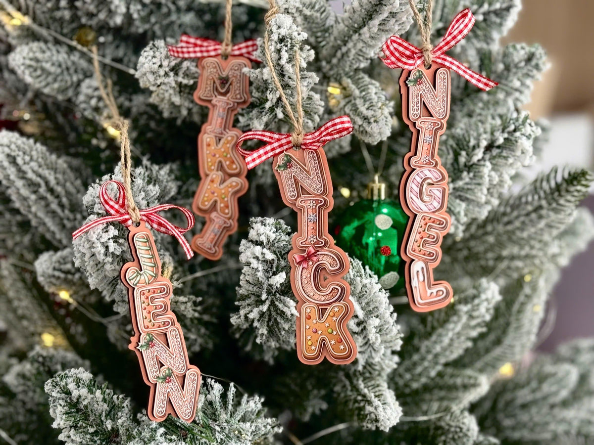 Personalized Gingerbread Letter Ornament 2026 | Custom 3D Name Tag | Kids Christmas Gift | Acrylic & Wood Layer Holiday Decor - product image 4