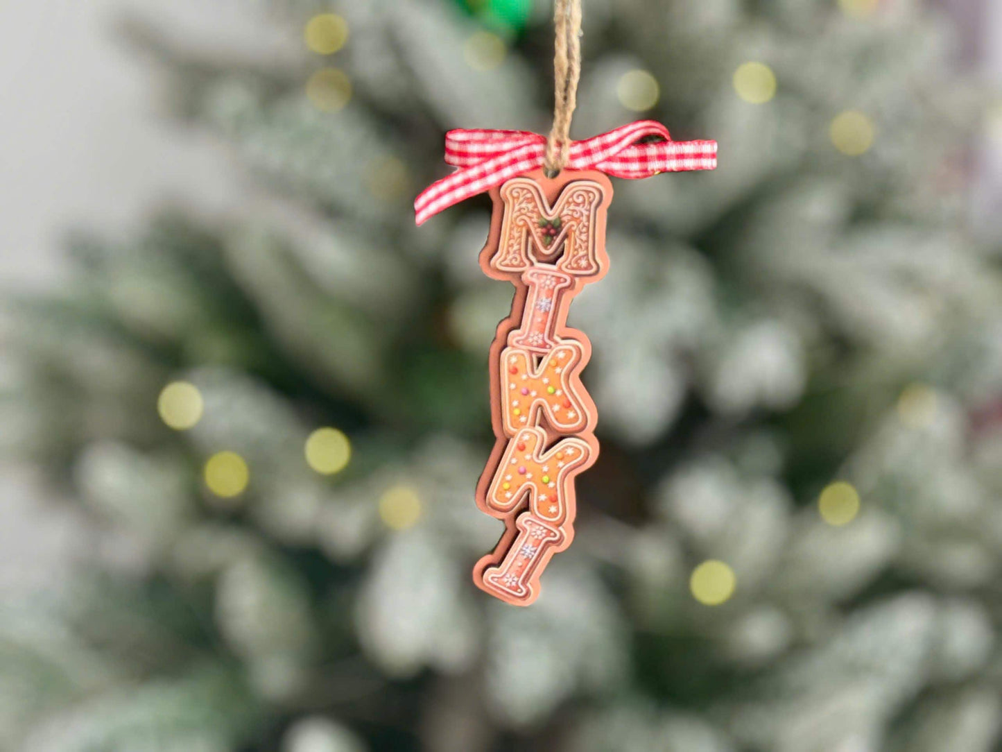 Personalized Gingerbread Letter Ornament 2026 | Custom 3D Name Tag | Kids Christmas Gift | Acrylic & Wood Layer Holiday Decor - product image 12